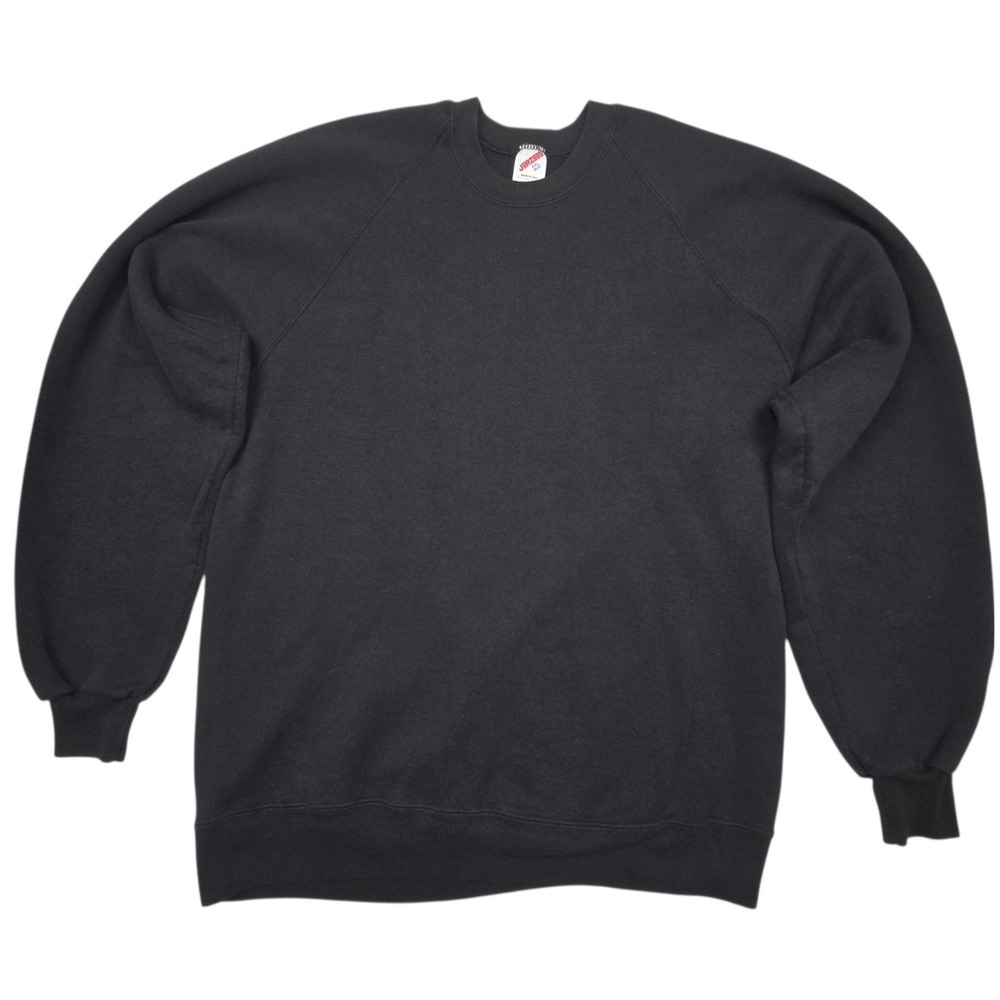 Vintage 90s Jerzees Sweatshirt XXL Black Crewneck Made in USA Blank Pullover